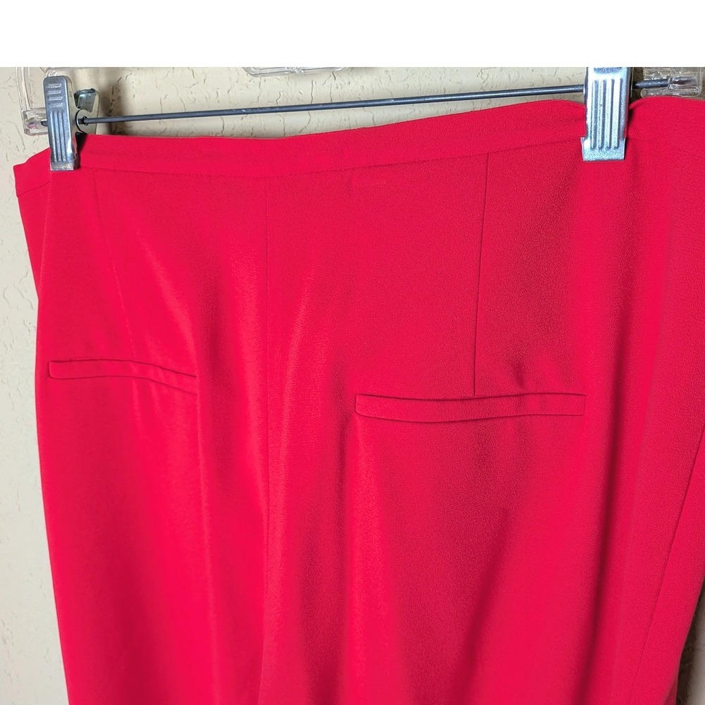 Alice + Olivia Red Wide-Leg Dress Pants Long Inseam 35" Crepe Trousers Sz 14 - Picture 9 of 9